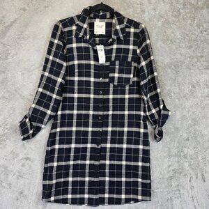 Abercrombie & Fitch Shirt Womens Small Black Plaid Button Down Flannel Pocket